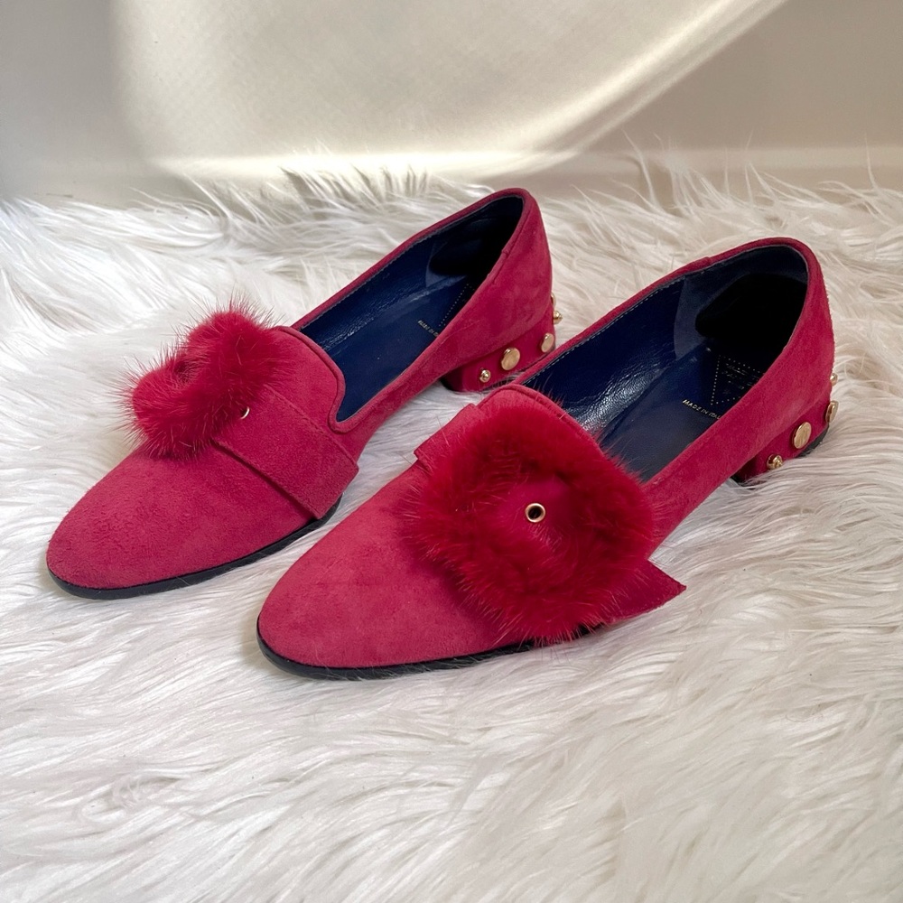 Vintage Valentina Rangoni Red Suede Loafers - Picture 4 of 9